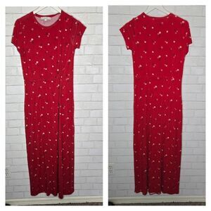 LOFT Red Floral Maxi Dress
